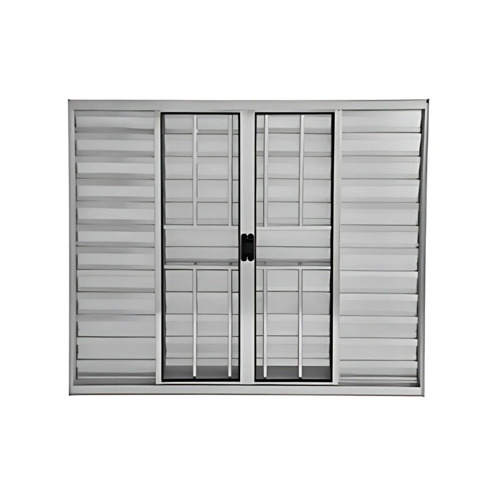 Janela Veneziana de Alumínio Brilhante de 6 folhas com Grade