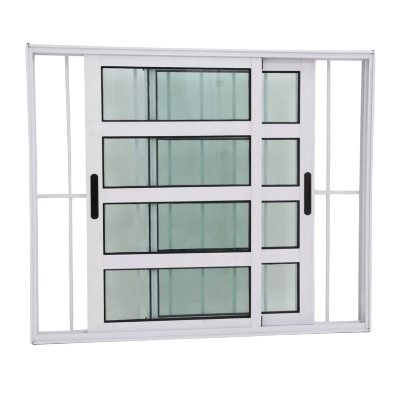 Janela Travessa em Alumínio Branco com 2 folhas Móveis e Grade – Premium