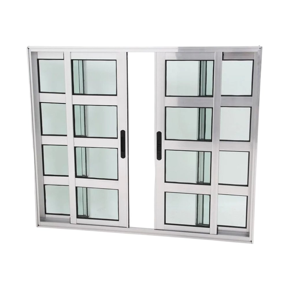 Janela Travessa em Alumínio Brilhante com 4 folhas