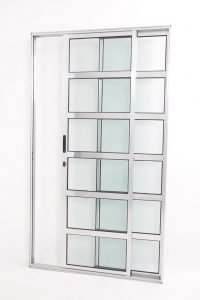 Porta Travessa 2 Folhas de Alumínio Brilhante