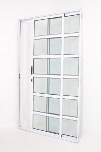 Porta Travessa em Alumínio Branco com 2 folhas