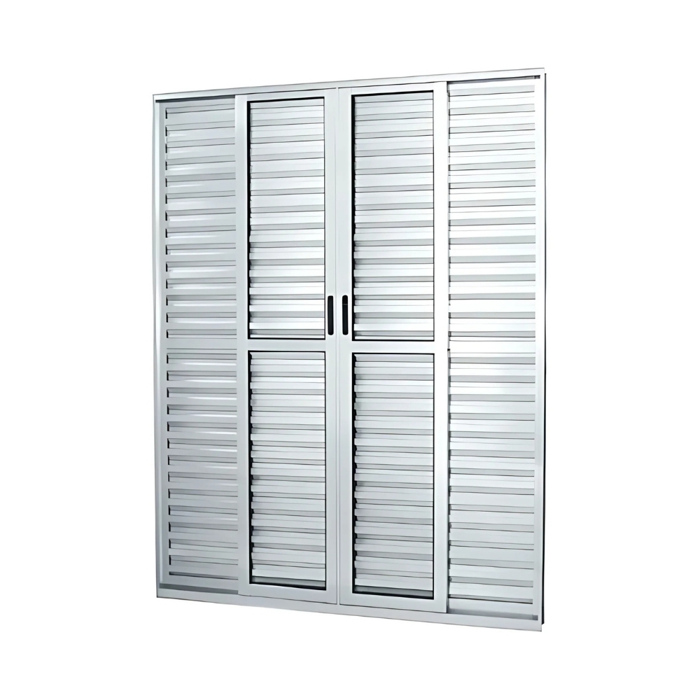 Porta Balcão Alumínio Brilhante de 6 folhas