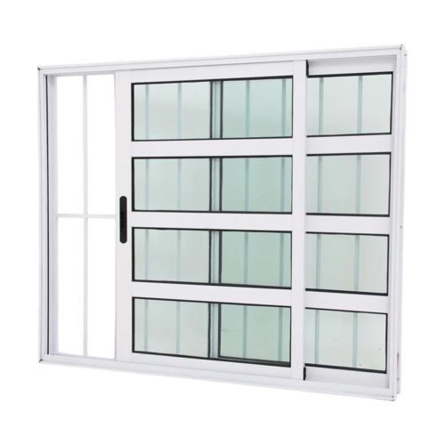 Janela Travessa em Alumínio Branco com 2 folhas com Grade – Premium