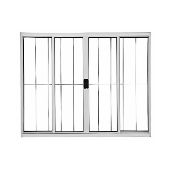 Janela de Vidro 4 folhas de Alumínio Branco com Grade - Modular