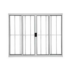 Janela de Vidro 4 folhas de Alumínio Brilhante com Grade - Modular