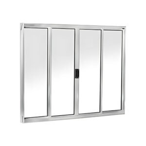 Janela de Vidro 4 folhas de Alumínio Brilhante - Modular