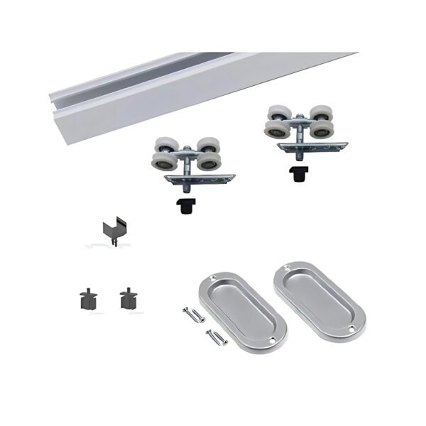 Kit Jogo de Ferragens Completo com Caixilho e Guarnições para Porta de Correr