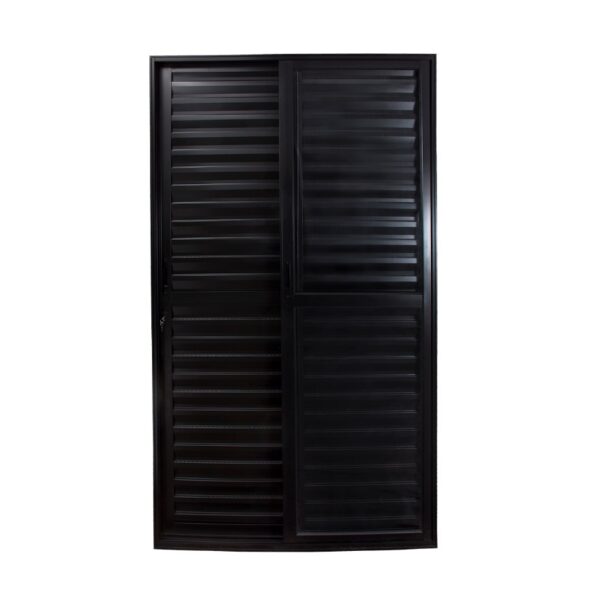 Porta Balcão 3 Folhas de Alumínio Preto Linha 25