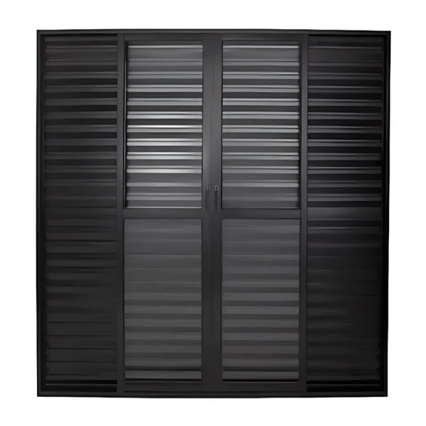 Porta Balcão 6 Folhas Alumínio Preto com Vidros Linha 25