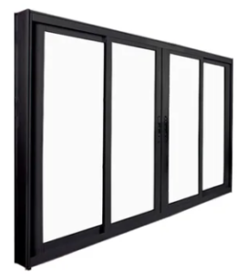 Janela de Vidro 4 Folhas de Alumínio Preto Linha Premium