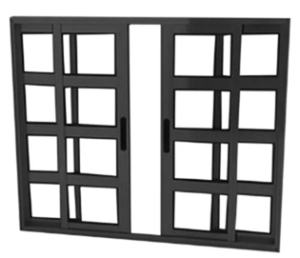 Janela Travessa em Alumínio Preto com 4 folhas Premium